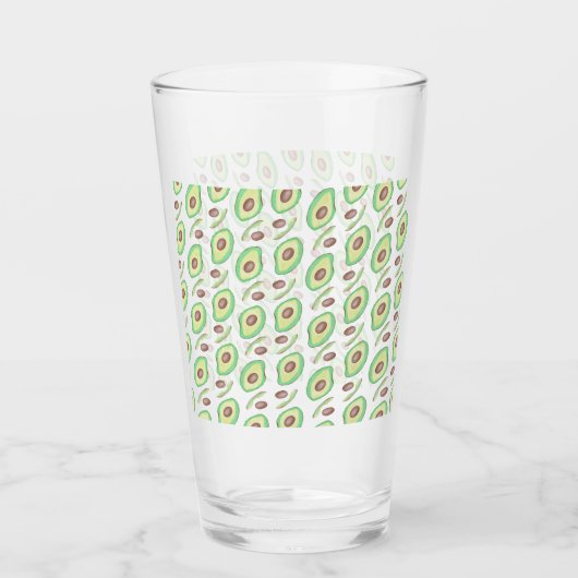 Avocado Pits Slices Fruit Hand Drawn Pattern Glas (Voorkant)