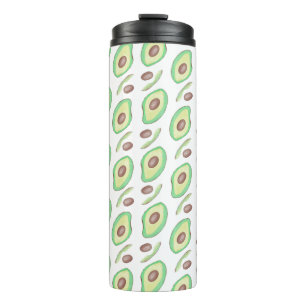 Avocado Pits Slices Fruit Hand Drawn Pattern Thermosbeker