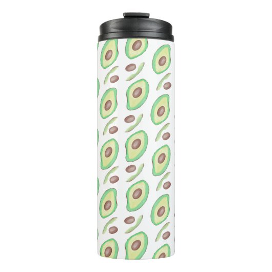 Avocado Pits Slices Fruit Hand Drawn Pattern Thermosbeker (Voorkant)