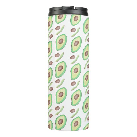 Avocado Pits Slices Fruit Hand Drawn Pattern Thermosbeker (Achterkant)
