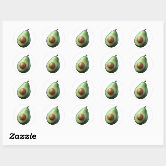 Avocado Plastic 3D – Glanzend rond etiket (Vel)