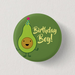 Avocado Schattige 1e Verjaardag Jongen Button Pin