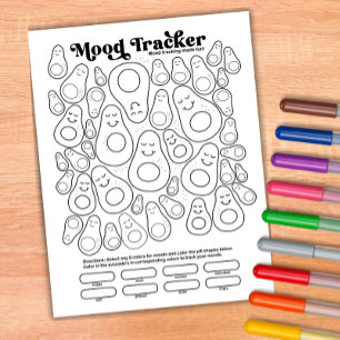 Avocado Schattige Mood Tracker Daily Moods Trackin Notitieblok