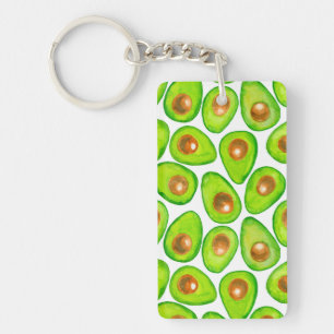 Avocado snijdt waterverf sleutelhanger