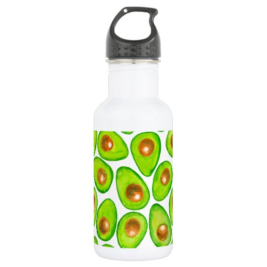 Avocado snijdt waterverf waterfles  (Voorkant)