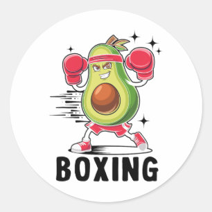Avocado spelen Boksen Gezonde Vegetarische Voeding Ronde Sticker