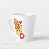 Avocado strandmeisje met zon-pet en zwemring latte mok (Linkerhoek)