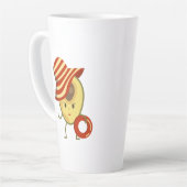 Avocado strandmeisje met zon-pet en zwemring latte mok (Linkerhoek)