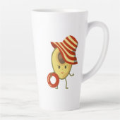 Avocado strandmeisje met zon-pet en zwemring latte mok (Rechts)