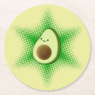 Avocado Superster Schattig Ronde Kartonnen Onderzetter