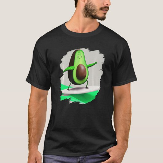 Avocado Surfing Surfer Riding Wave Ocean Cool Surf T-shirt (Voorkant)