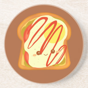 Avocado toast met ei en tomaat zandsteen onderzetter