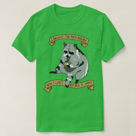 Avocado toast raccoon t-shirt (Design voorkant)