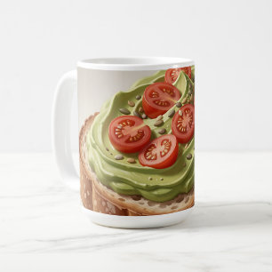 Avocado Tomaat Toast Verse Ontbijtkunst Koffiemok