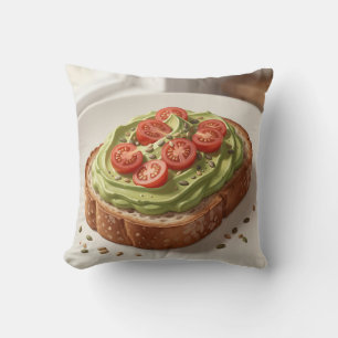 Avocado Tomaat Toast Verse Ontbijtkunst Kussen