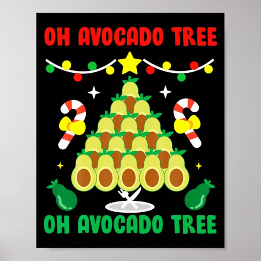 Avocado Tree Funny Food Vegan Christmas Gift Poster (Voorkant)