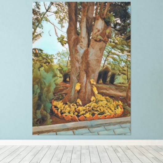 Avocado Tree & Philodendron Leaves Canvas Afdruk (Insitu (Houten vloer))