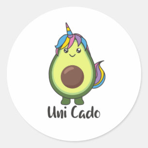 Avocado Unicorn Funny Avocados Unicorns Uni Cado Ronde Sticker