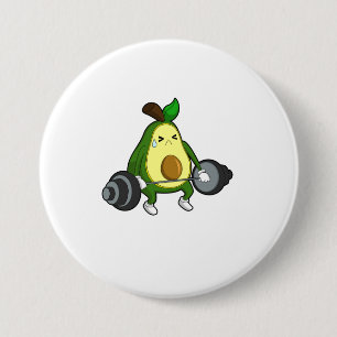 Avocado van Fitness met Barbell Ronde Button 7,6 Cm