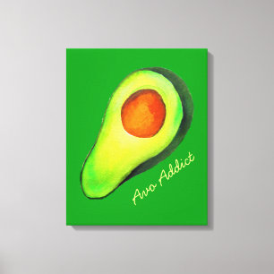 Avocado-verslaving groene schattige kunst canvas afdruk