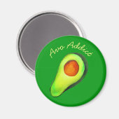 Avocado-verslaving groene schattige kunst magneet (Voorkant / Achterkant)