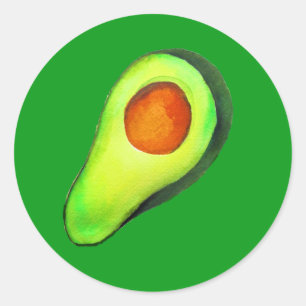 Avocado-verslaving groene schattige kunst ronde sticker