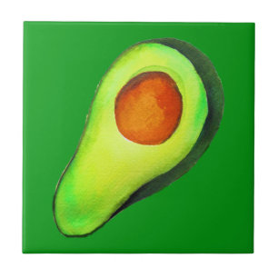 Avocado-verslaving groene schattige kunst tegeltje