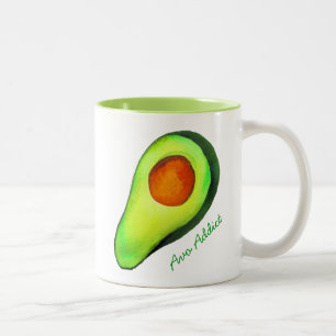 Avocado-verslaving groene schattige kunst tweekleurige koffiemok