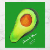 Avocado-verslaving groene schattige kunst wijn etiket (Enkel label)