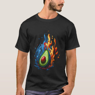 Avocado vlammen Vegan Vegetarisch Gezond Dieet T-shirt