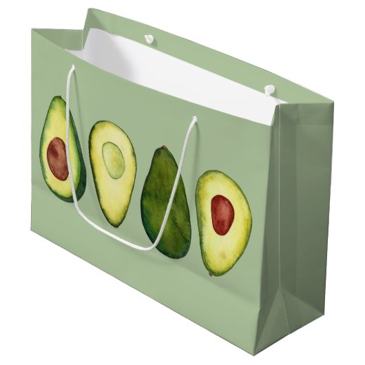 Avocado Waterverf Illustratie  Groot Cadeauzakje (Voorkant Gekanteld)