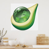 Avocado Wereldbol Poster (Keuken)
