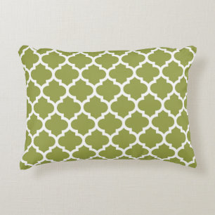 Avocado Witte Marokkaanse Quatrefoil Patroon #5 Accent Kussen
