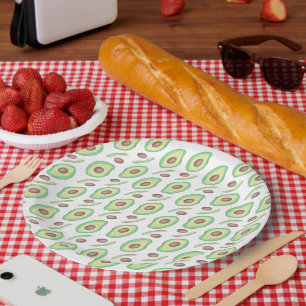 Avocadopitten Plakken Fruit Handgetekend Patroon Papieren Bordje