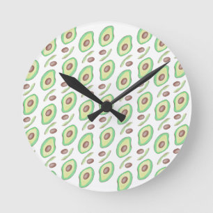 Avocadopitten Plakken Fruit Handgetekend Patroon Ronde Klok