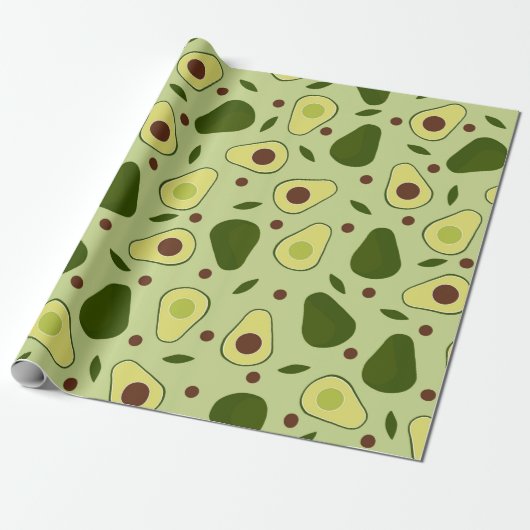Avocados en bladeren cadeaupapier (Uitgerold)