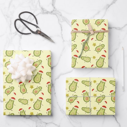 Avocados en Kerstmis Inpakpapier Vel (Voorkant)