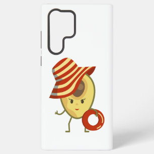 Avocadostrandmeisje met zonnehoed en zwemring samsung galaxy hoesje