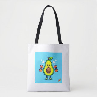 "Avocardio Cartoon Avocado Working Out - Fun en E Draagtas