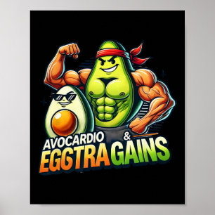 Avocardio en Eggstra Gains Grappige Gym Fitness En Poster