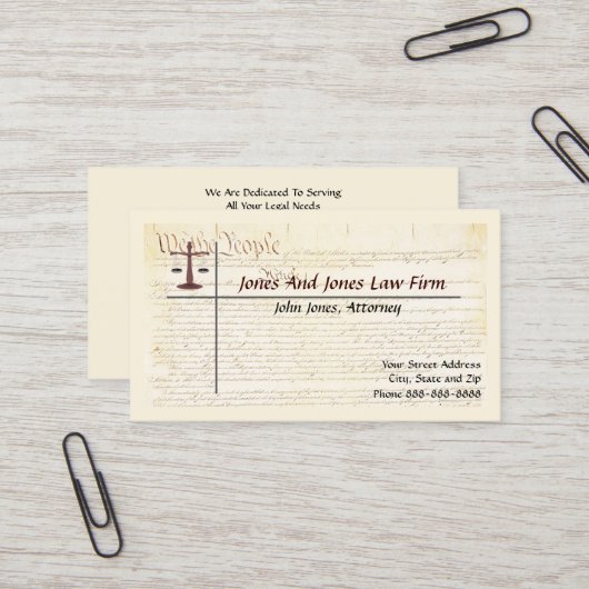 Avocat de droit Carte de visite (Devant/Arrière en situation)