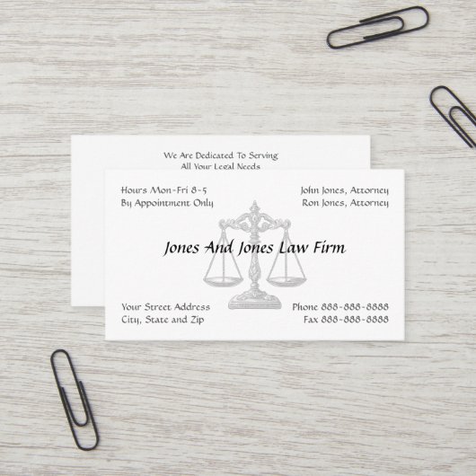 Avocat de droit Carte de visite (Devant/Arrière en situation)