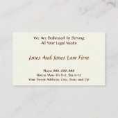 Avocat de droit Carte de visite (Dos)