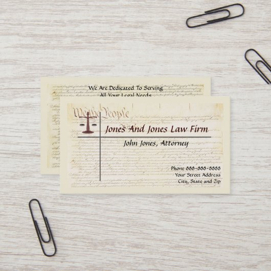 Avocat de droit Carte de visite (Devant/Arrière en situation)