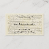 Avocat de droit Carte de visite (Dos)