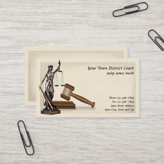 Avocat de la Lady Justice Procureur de la Carte de (Devant/Arrière en situation)