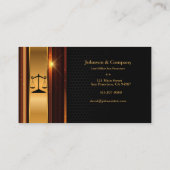 Avocat élégant à la loi Cartes de visite noir/or (Dos)