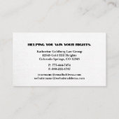 Avocat Or & Blanc Unique chez Law Carte de visite (Dos)