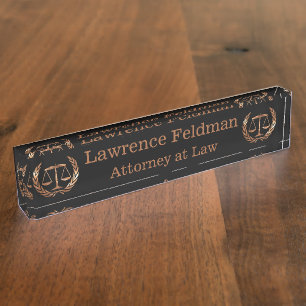 Avocat Scales de justice Plaque de nom de bronze