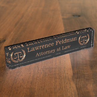 Avocat Scales de justice Plaque de nom de bronze